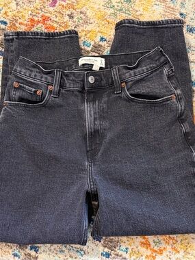 Abercrombie the ankle straight high rise curve love jeans